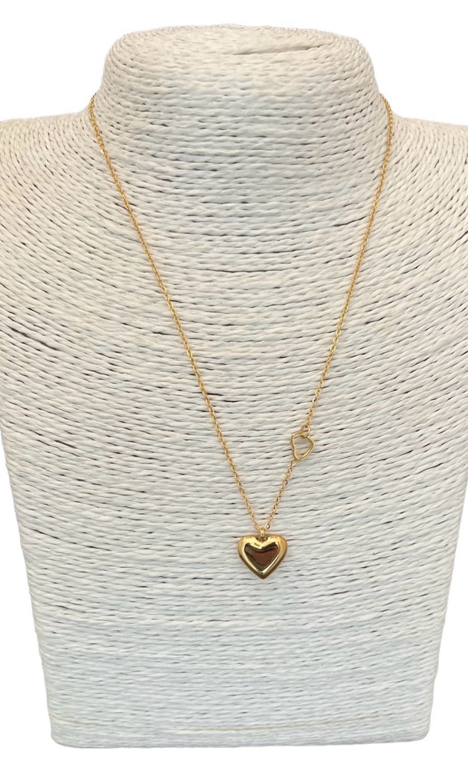 2 Heart Necklace Short - Gold