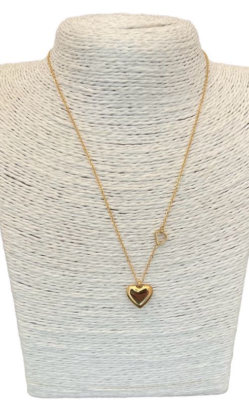 2 Heart Necklace Short - Gold