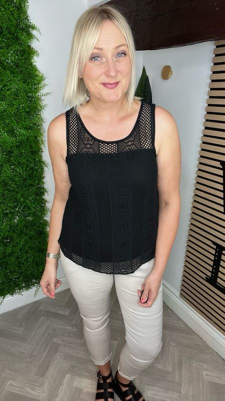 Crochet Sleeveless Top - Black SALE NONE RETURNABLE