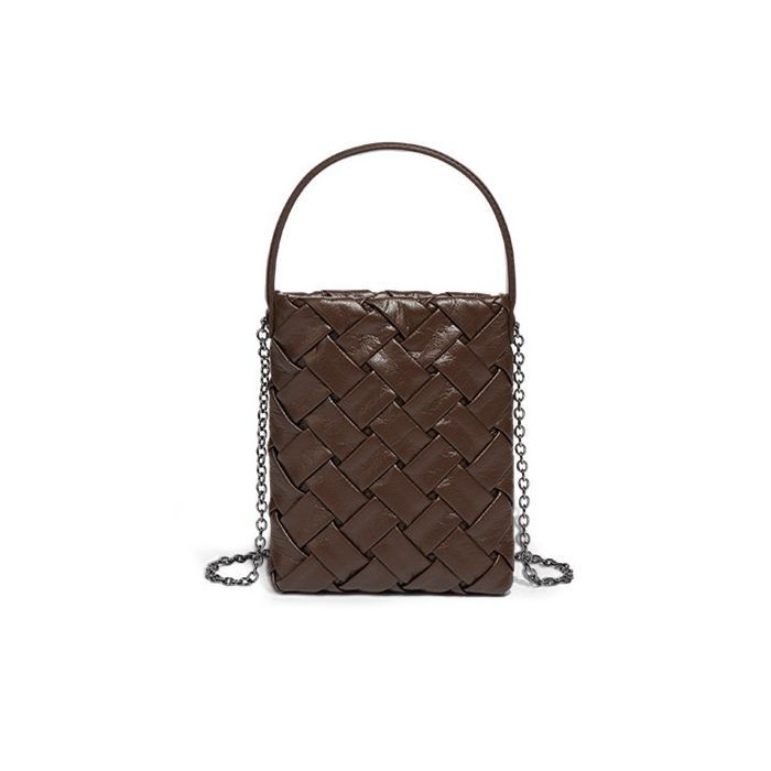 Basket Weave Small Bag - Brown