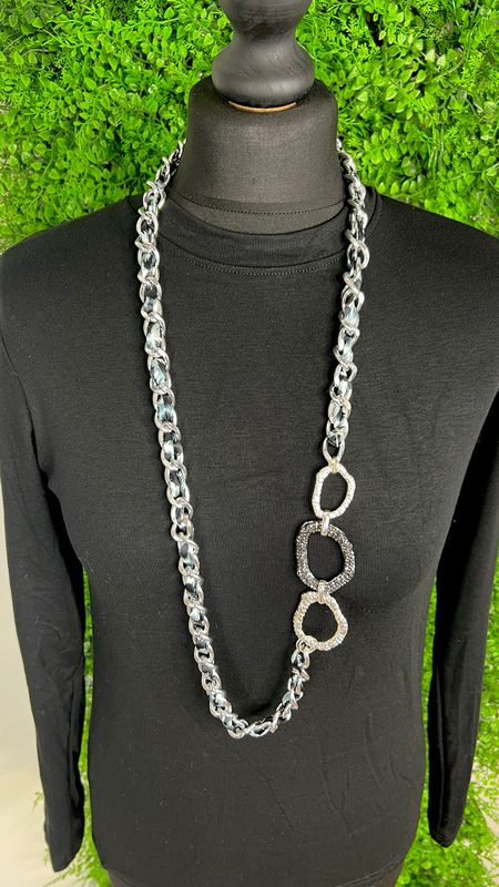 Long Leopard & Silver Necklace