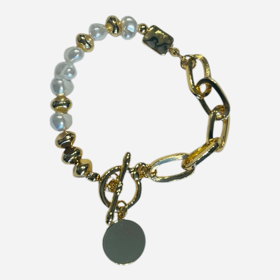 Pear & Gold T Bar Bracelet