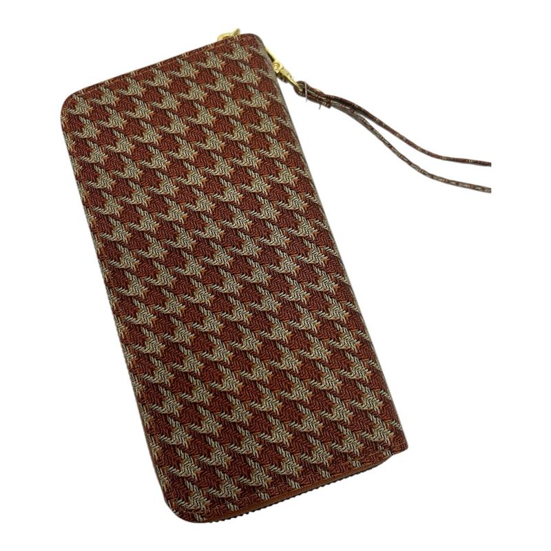 Houndstooth 2 Compartment Purse - Tan