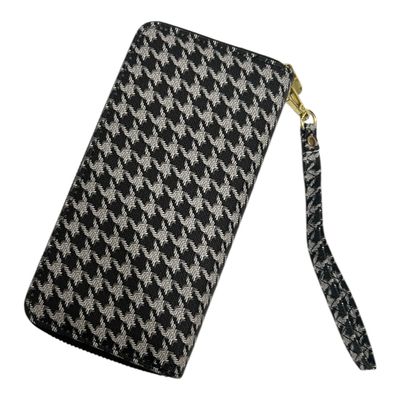 Houndstooth 2 Compartment Purse - Black & Grey