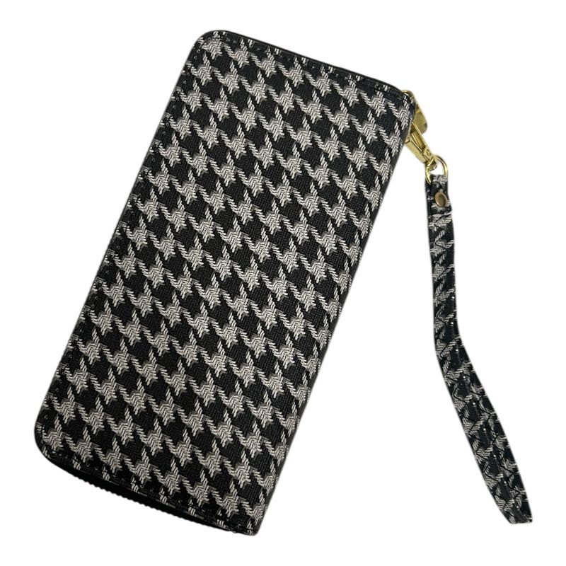 Houndstooth 2 Compartment Purse - Black & Grey