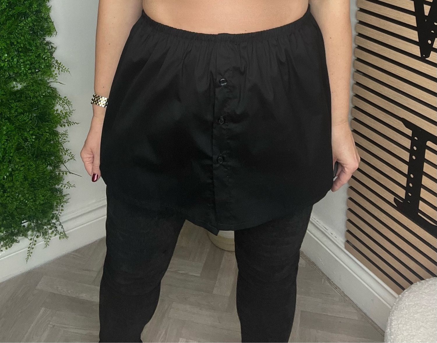 Faux Shirt Hem - Black