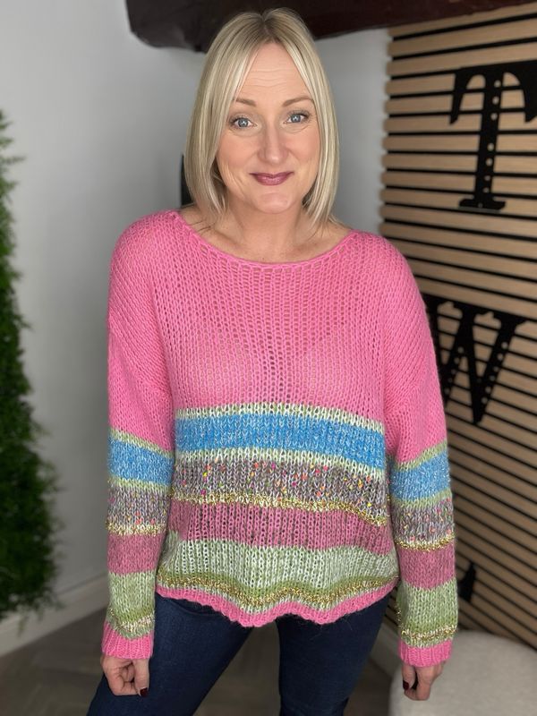 Stripe Light Weight Jumper - Pink Mix