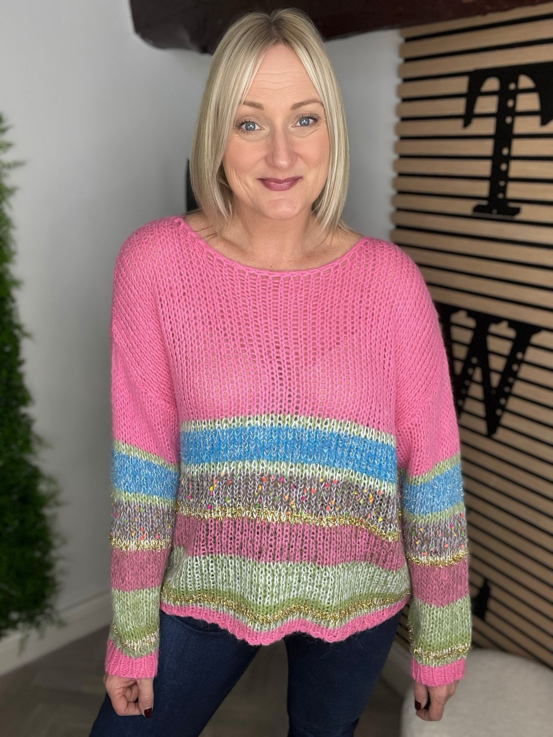 Stripe Light Weight Jumper - Pink Mix