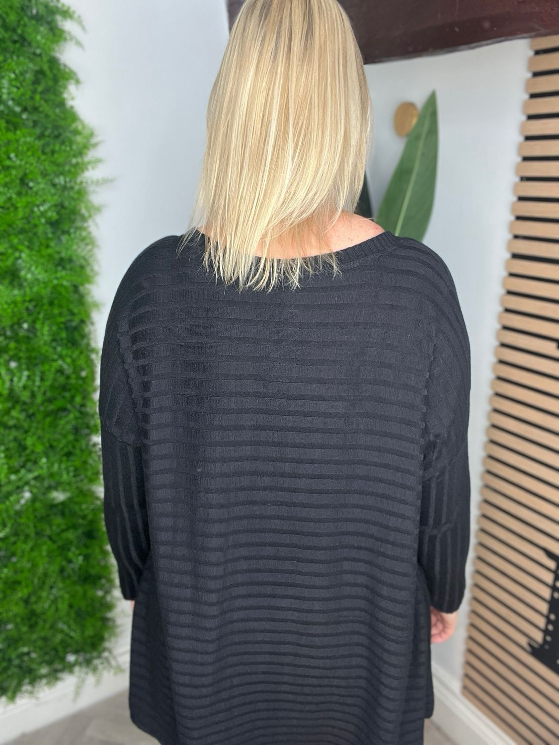 Rib Tunic Style Top - Black