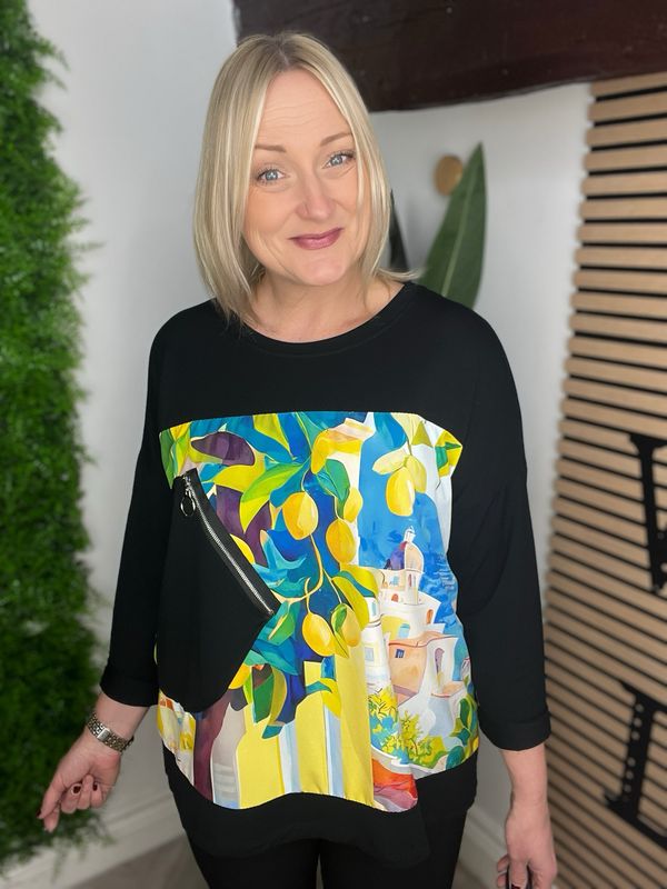 Capri Top - Black & Multi