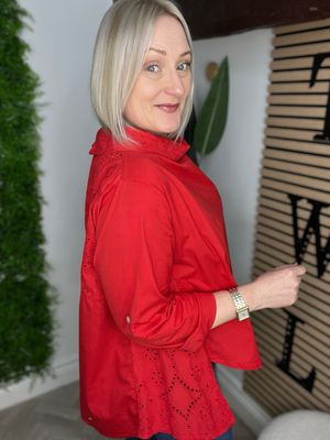Broderie Anglaise Top - Red