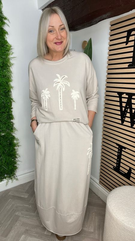 Palm Jersey Skirt - Stone