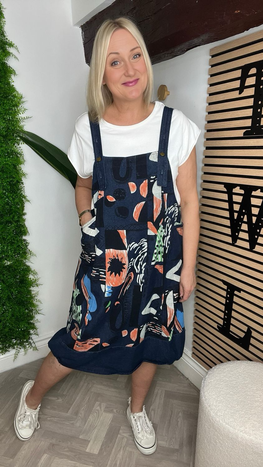 Pinafore Denim Dress Midi