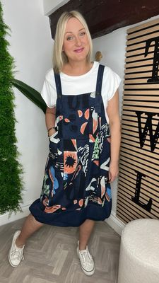 Pinafore Denim Dress Midi
