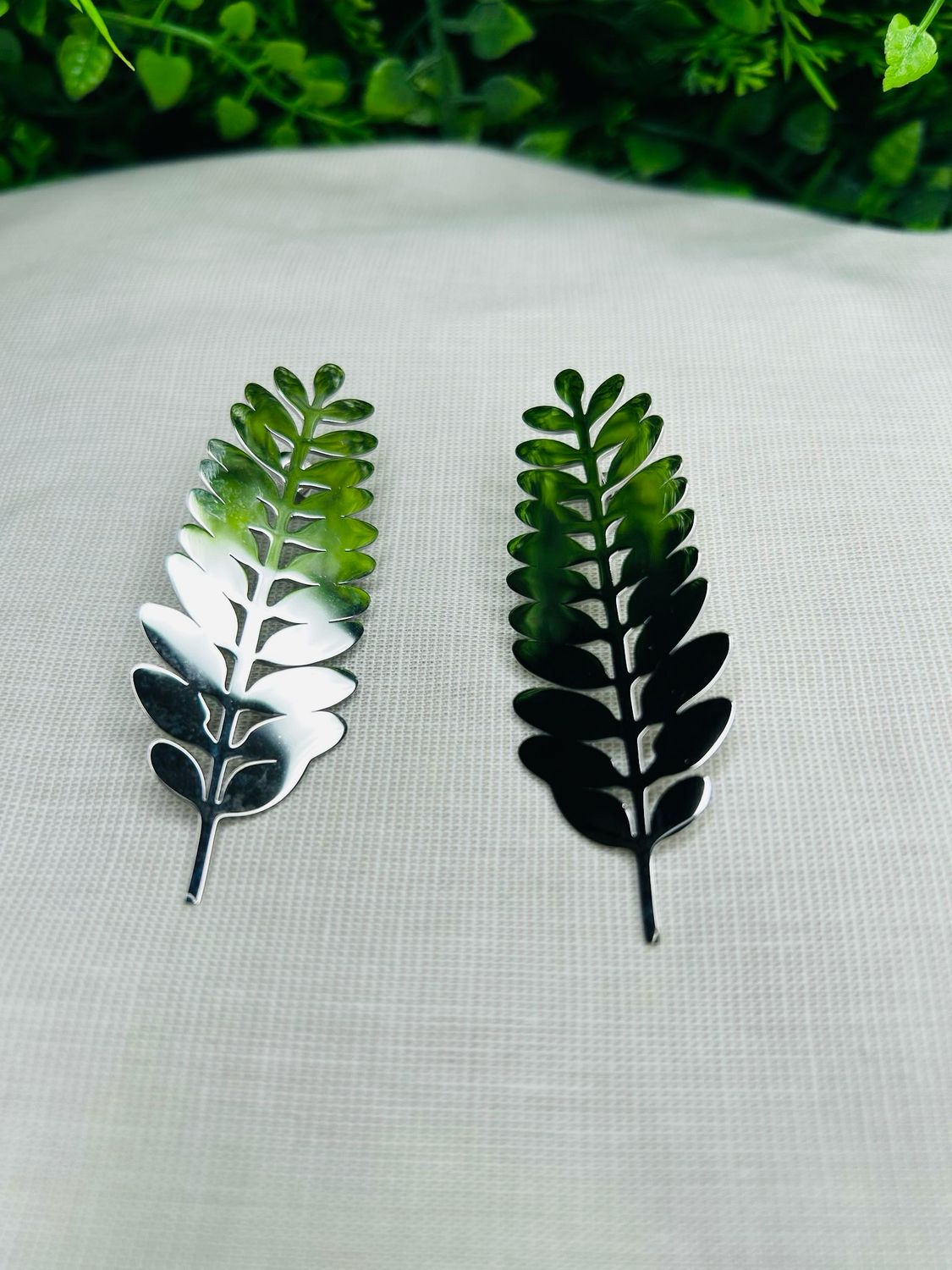 Fern Leaf Earrings- Silver