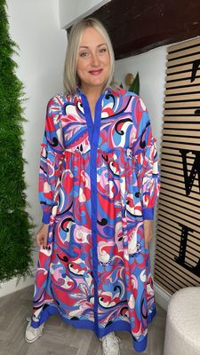 Paloma Midi Maxi Dress - Blue Mix Sale None Returnable