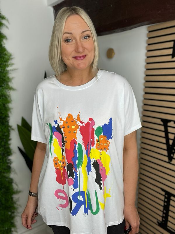 Splash Tee - White & Multi