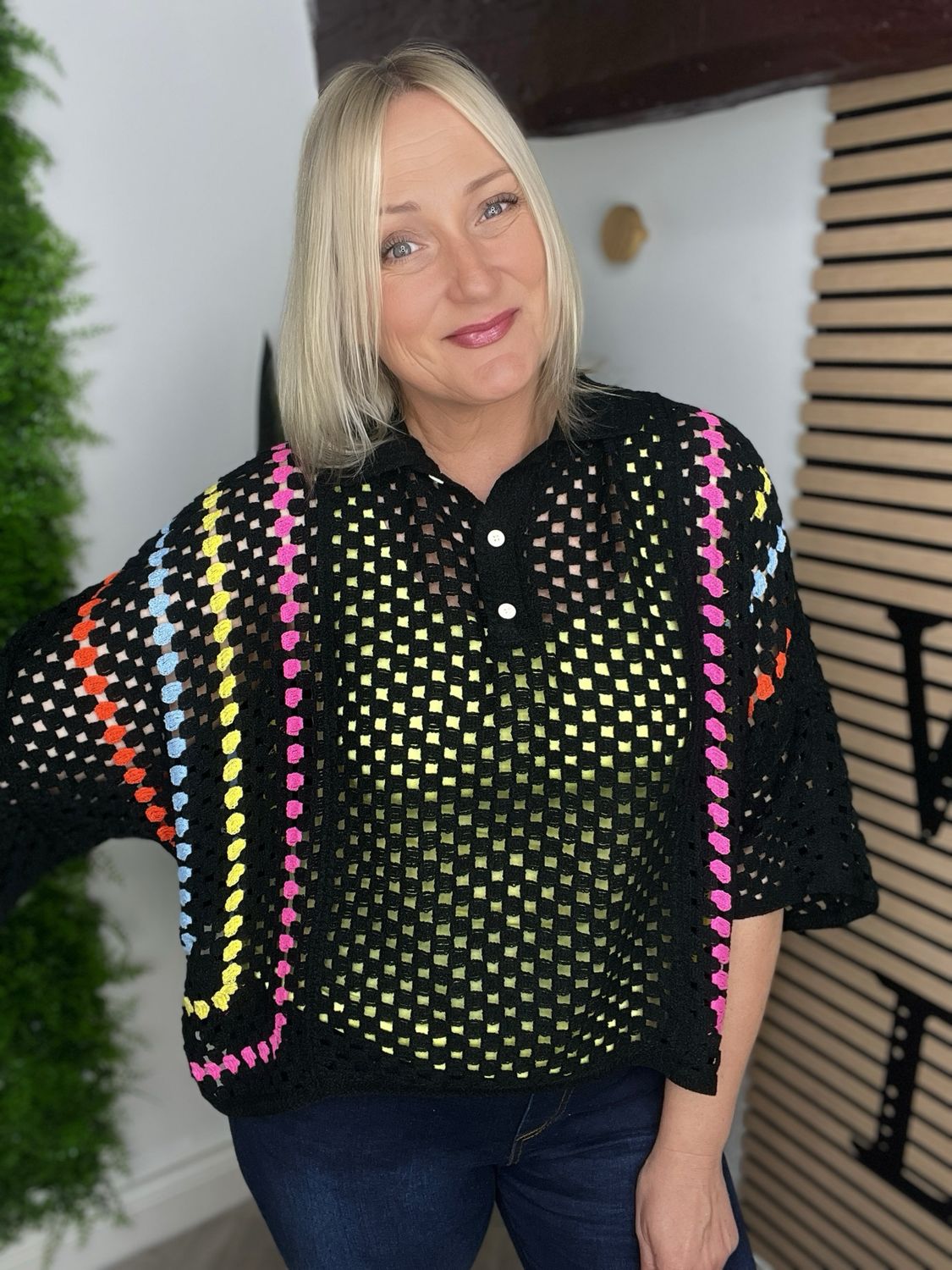 Crochet Blouse Top - Black