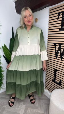 Ombré Smock Dress - Khaki