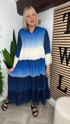 Ombré Smock Dress - Blue SALE NONE RETURNABLE Ombré Smock Dress - Blue SALE NONE RETURNABLE