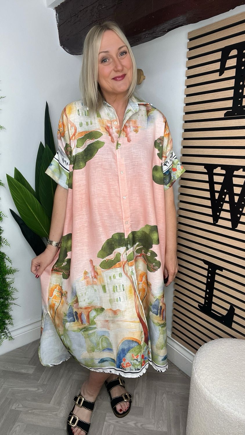 Watercolour Shirt Dress - Blush