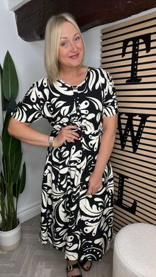 Monochrome Midi Dress