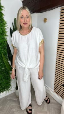 2 Piece Co-ord - Cream & Gold