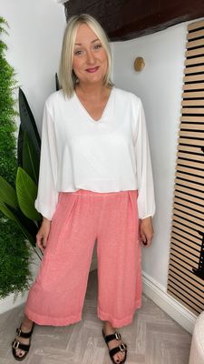 Cropped Wide Leg Cargo - Coral