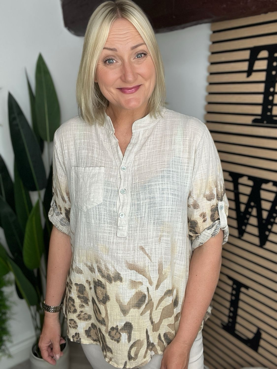 Animal Ombré Top - Stone
