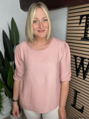 Puff 3/4 Sleeves Top - Rose