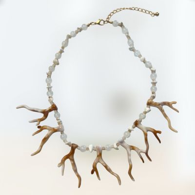 Resin Coral Branch Necklace- Neutral Beiges