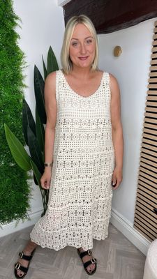 Crochet Sleeveless Dress - Ecru