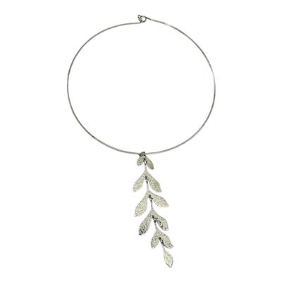 Leaf Statement Necklace - Silver