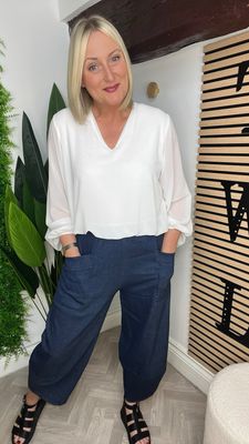 Lola Dark Denim Cotton Trouser