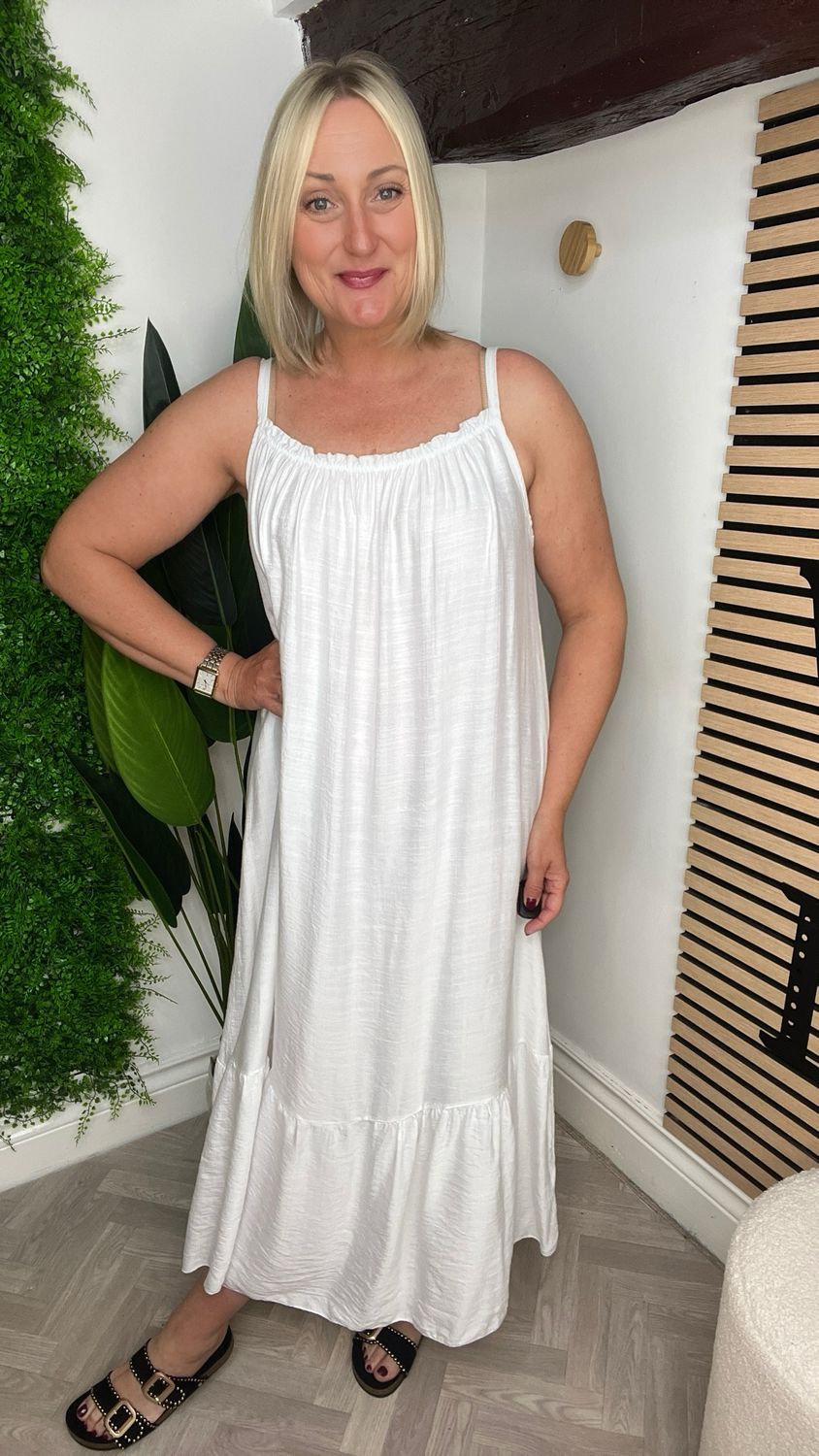 Shoestring Strap Summer Dress - White