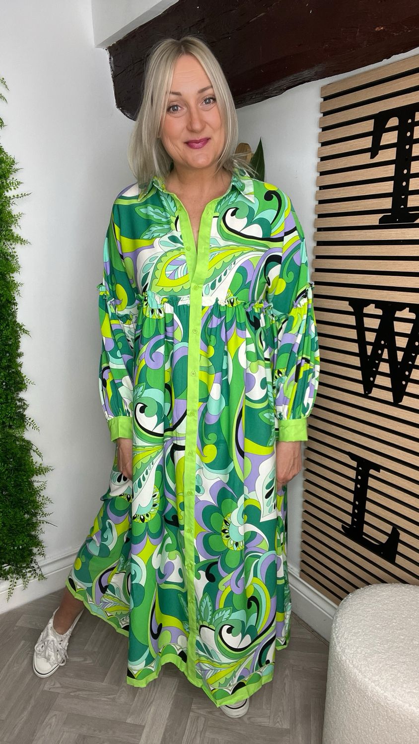 Paloma Midi Maxi Dress - Green Mix Sale None Returnable