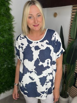 Dakota Waffle Top - Navy