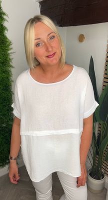 Linen Blend Top - White