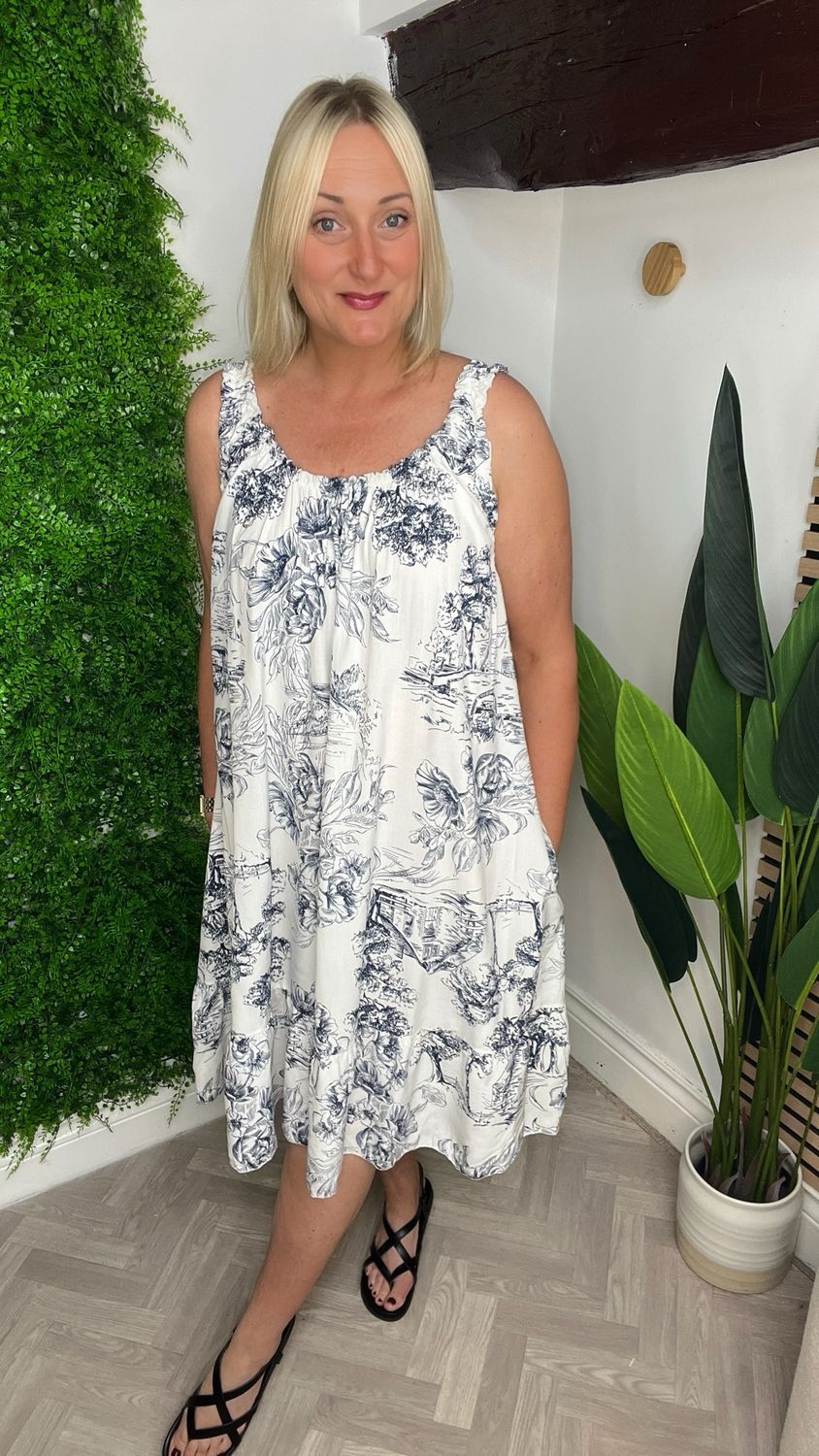Riviera Midi Summer Dress - Navy