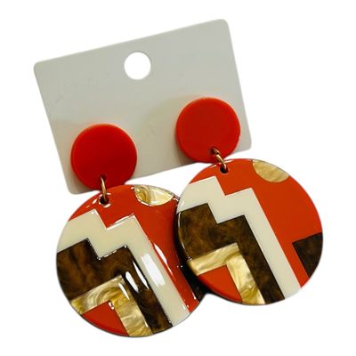 Statement Large Circle Earring - Orange Mix