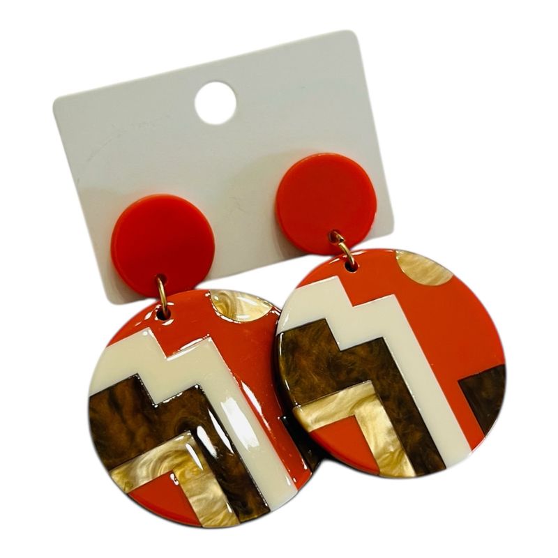 Statement Large Circle Earring - Orange Mix