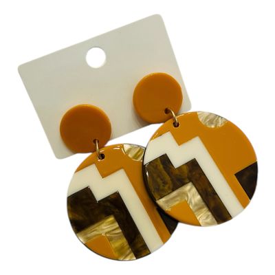 Statement Large Circle Earring - Ochre Mix