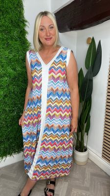 Chevron Knit Sun Dress - Blue Mix