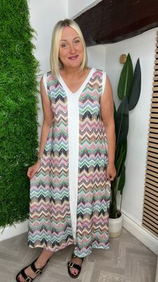 Chevron Knit Sun Dress - Black Mix