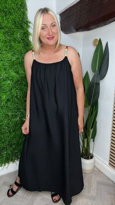 Beaded Strap Sun Dress - Black