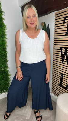 Palazzo Culotte Trousers -Navy