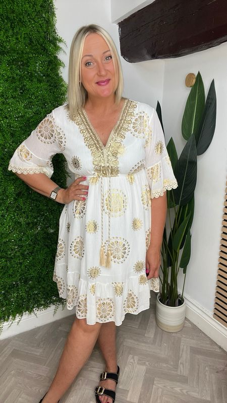 White Gold And Tassel Detail Dress