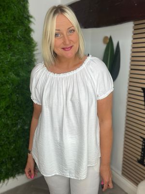 Bardot A-line Top - White