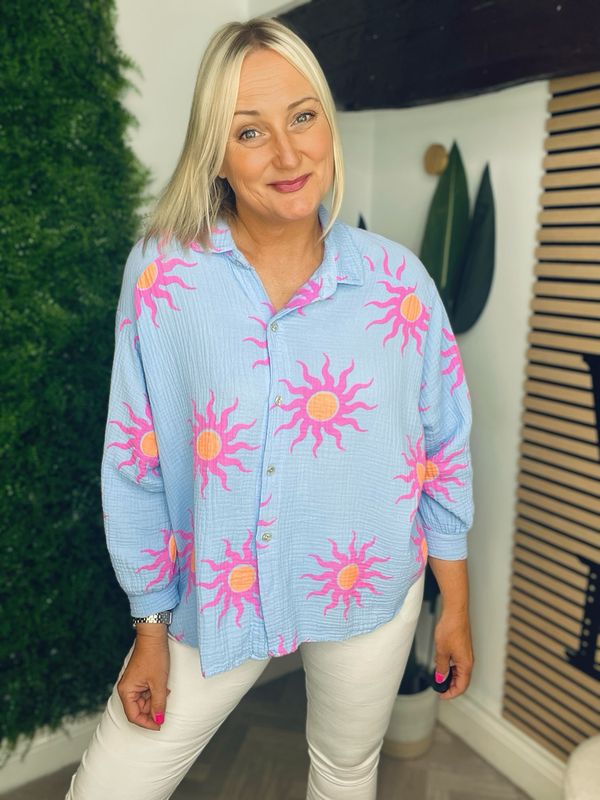 Waffle Sun Shirt - Blue