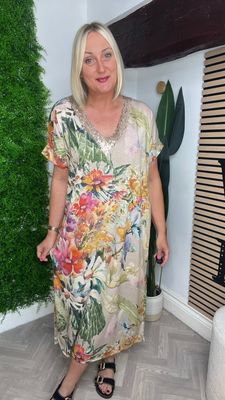 Tropical Paradise Midi Dress - Floral Mix